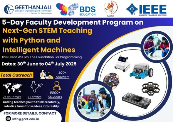 कलिंगा विश्वविद्यालय ने “पायथन और बुद्धिमान मशीनों के साथ अगली पीढ़ी के STEM शिक्षण” पर 5 दिवसीय संकाय विकास कार्यक्रम (FDP) का आयोजन किया