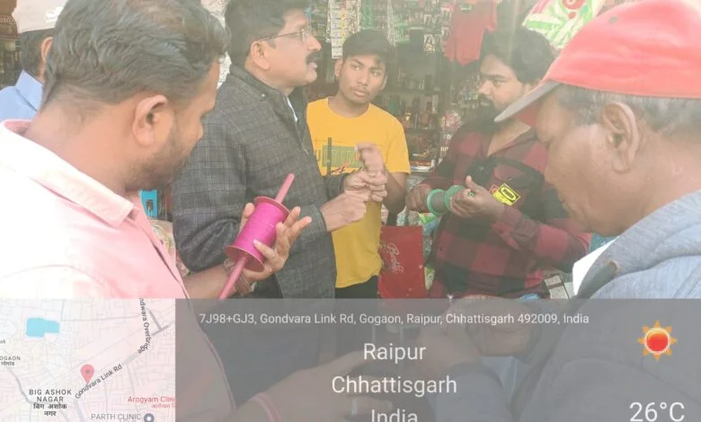 प्रतिबंधित चाइनीज माझा जब्त, 10 हजार का जुर्माना, दुकाने हटाने की कार्यवाही