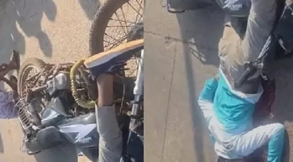 भीषण सड़क हादसा: बाइक सवार की मौत, साथी गंभीर घायल