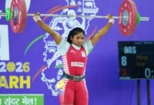 खेलो इंडिया ट्राइबल गेम्स 2026: 58 किग्रा महिला वेटलिफ्टिंग में अरुणाचल की अनाई वांग्सू ने जीता स्वर्ण