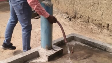 पेयजल के लिए स्थापित सोलर पंप, आयरन रिमुवल प्लांट से जुड़ी टंकी और गांव के दो बोरवेल में लगे मोटर पंप से मिल रहा पानी